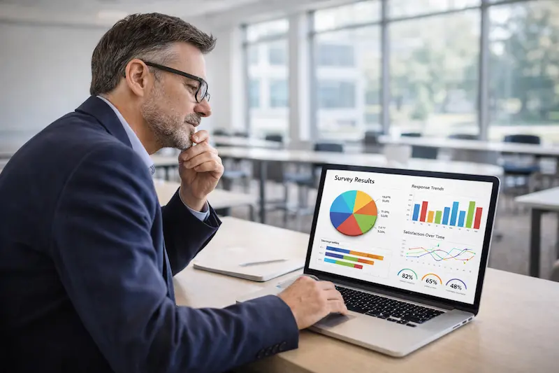 Professor reviewing student feedback