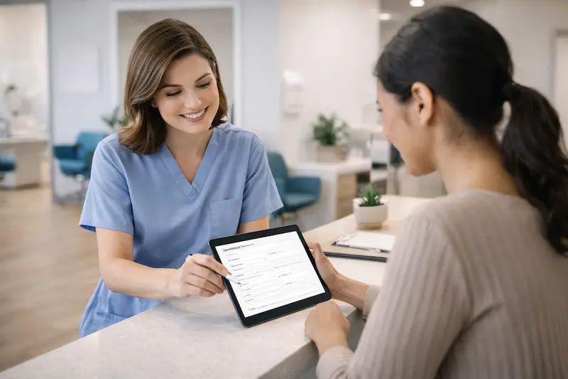 Healthcare professional with patient